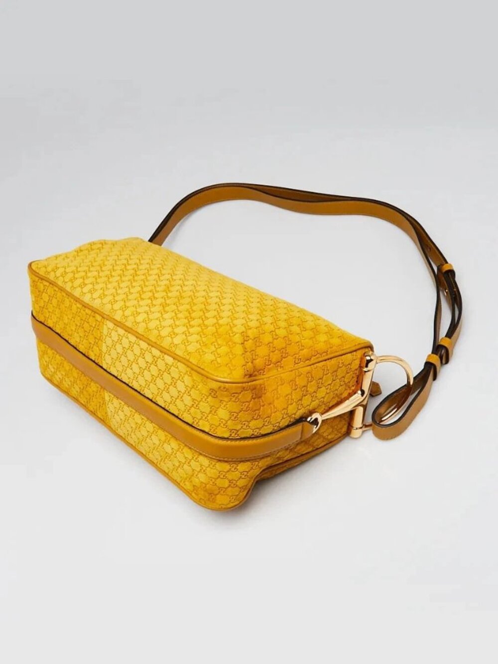 Gucci Yellow Micro Guccissima Embossed Suede Half Moon Horsebit Shoulder Bag - Picture 3 of 11